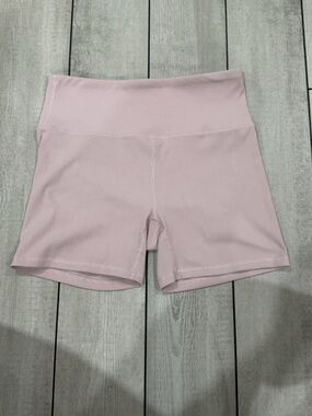 Ribbed High-Waist Pink Women's Bike Shorts